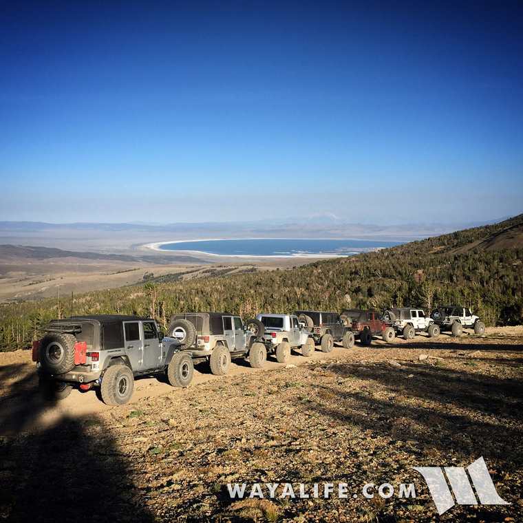Jeeps looking over Mono Lake from the Kavanaugh Ridge