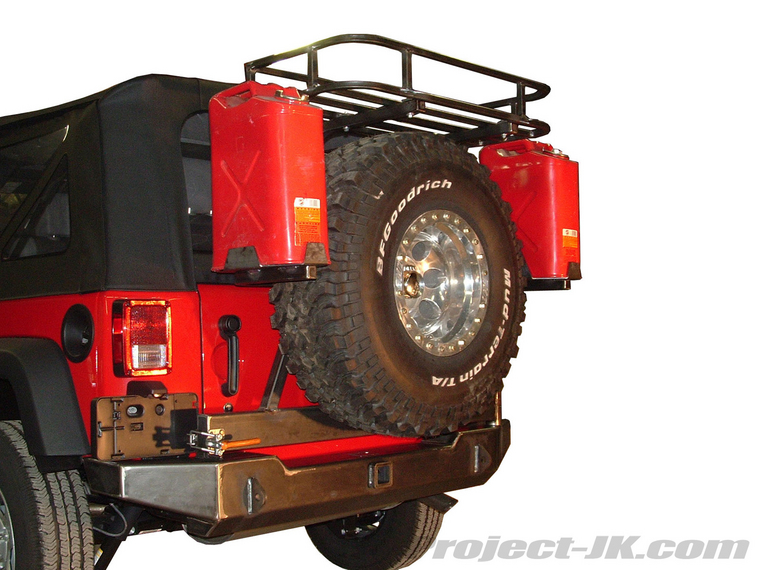 LoD Jeep JK Wrangler Rear Bumper Tire-Carrier w/Gas Can Mounts & Trail Rack Prototype